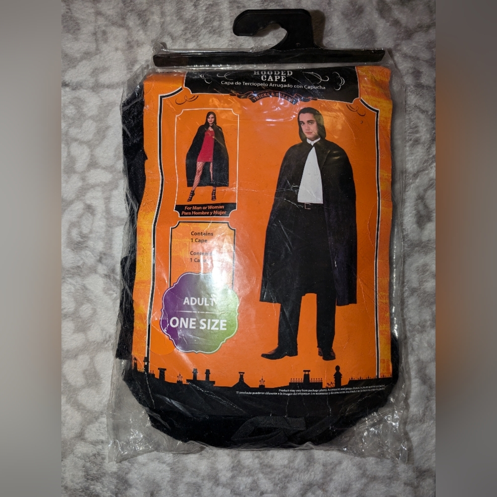 Halloween Black Hooded Cape Adult